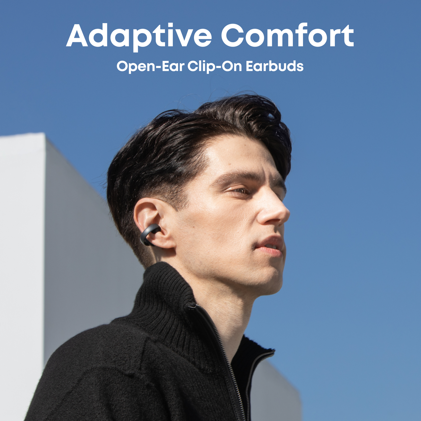 AeroClip (Black, 2-pack) | Open-Ear Clip-On Earbuds with Adaptive Comfort