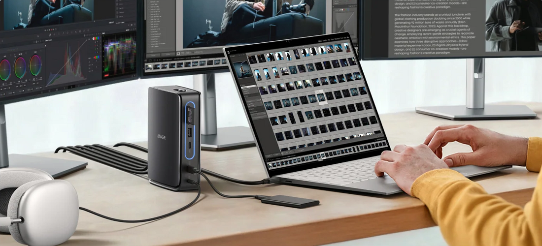 Anker Nano dockningsstation som adapter USB C för laptop och flera skärmar