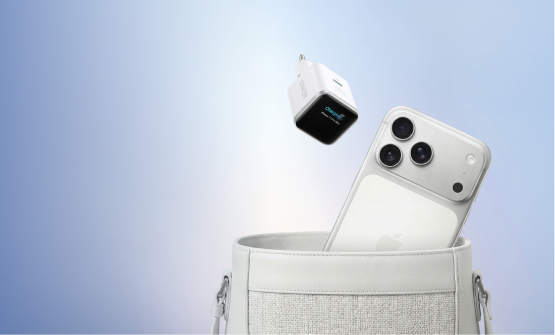 Anker Nano-laddare med smarta skärmar och iPhones i flera färger