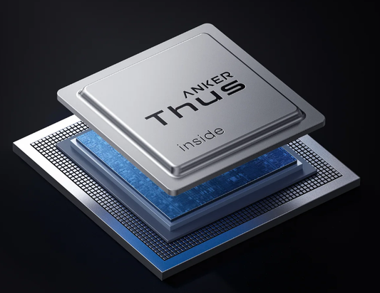 ANKER Således™ renderar AI-chip den lager-på-lager-dator-i-minnesarkitekturen med Thus inside branding