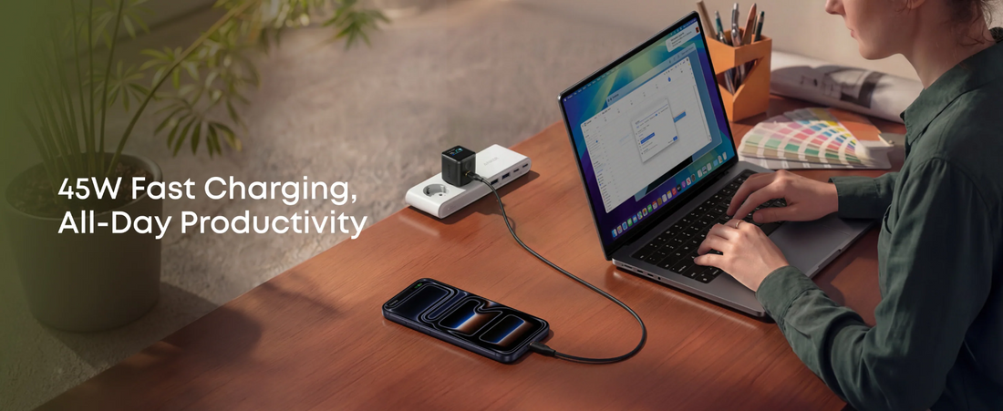 Anker Nano 45W Smart Display Charger samsung laddare för Galaxy och laptop