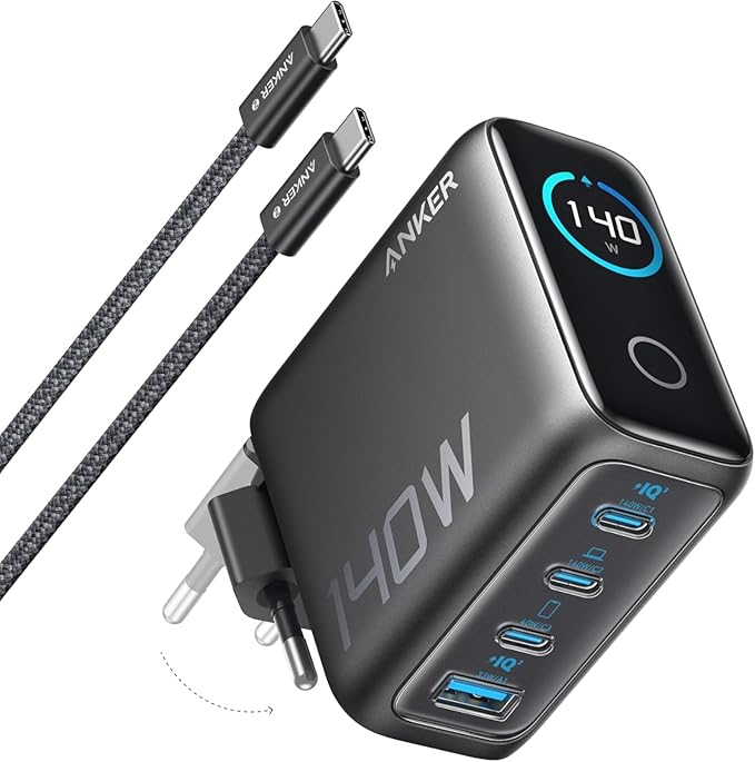 Anker Laptop Charger (140W, 4-Port, PD 3.1) with USB-C Cable