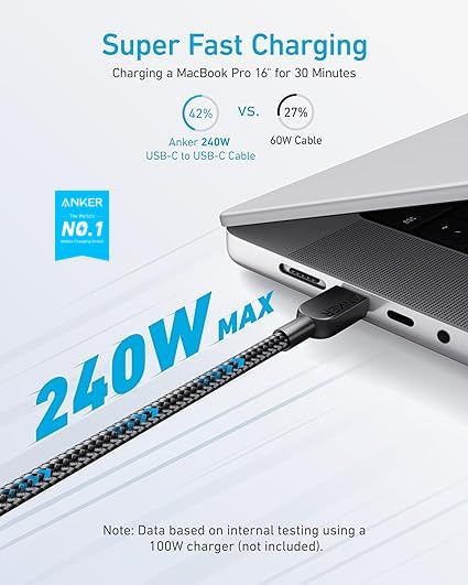 Anker USB-C to USB-C Cable (240W, Braided)