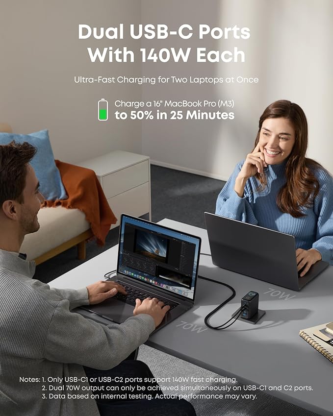 Anker Laptop Charger (140W, 4-Port, PD 3.1) with USB-C Cable