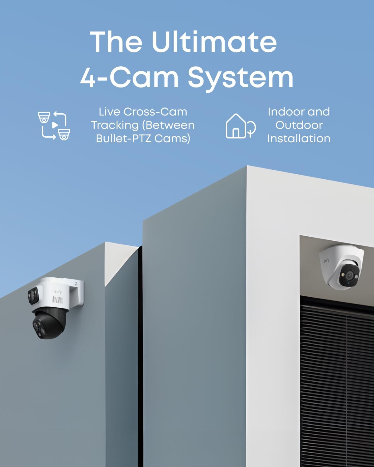 eufy PoE NVR Security System S4 with 2× Bullet-PTZ-Cameras and 2× Turret-Cameras