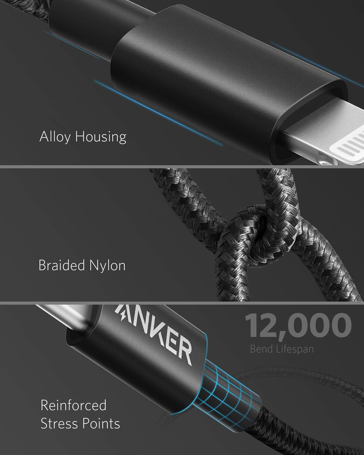 Anker USB C to Lightning Cable 331 New Nylon (3.3ft, MFi Certified)