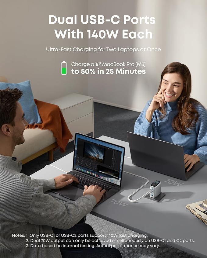 Anker Laptop Charger (140W, 4-Port, PD 3.1) with USB-C Cable