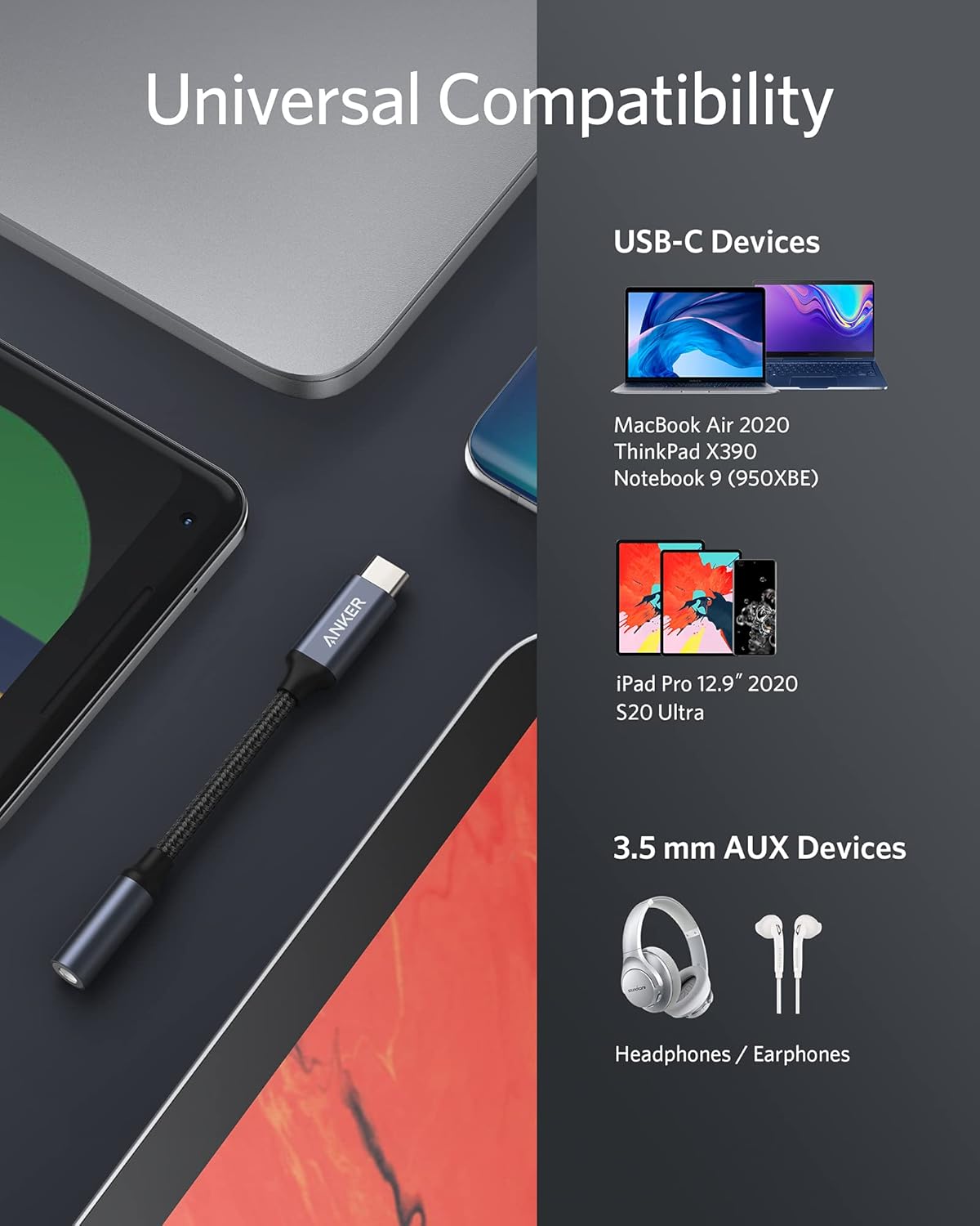 Anker 3.5 mm Audio Cable with USB-C Connector