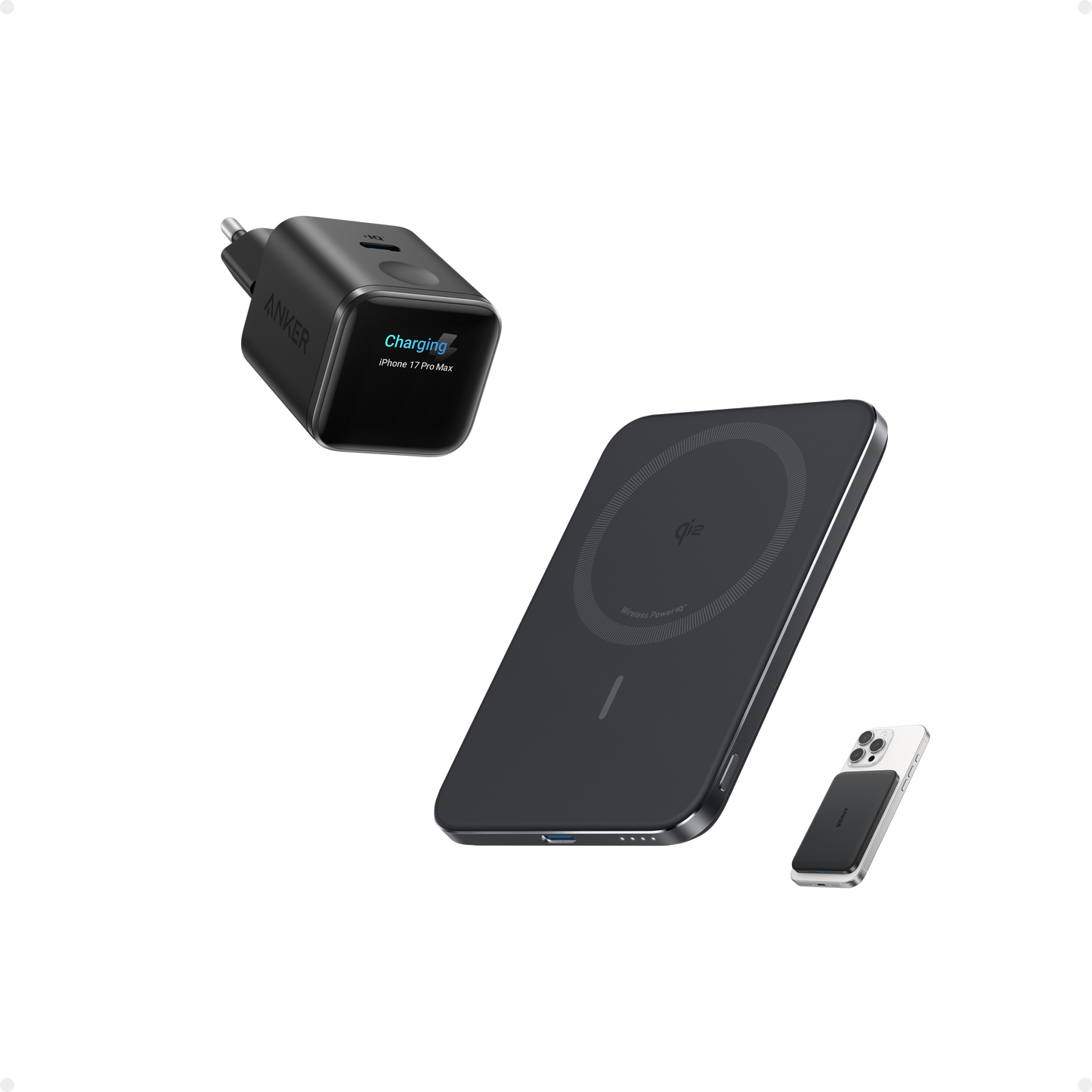 Anker Nano 45W Smart Display Charger (Black) + Anker Nano Power Bank (5K, MagGo, Slim)