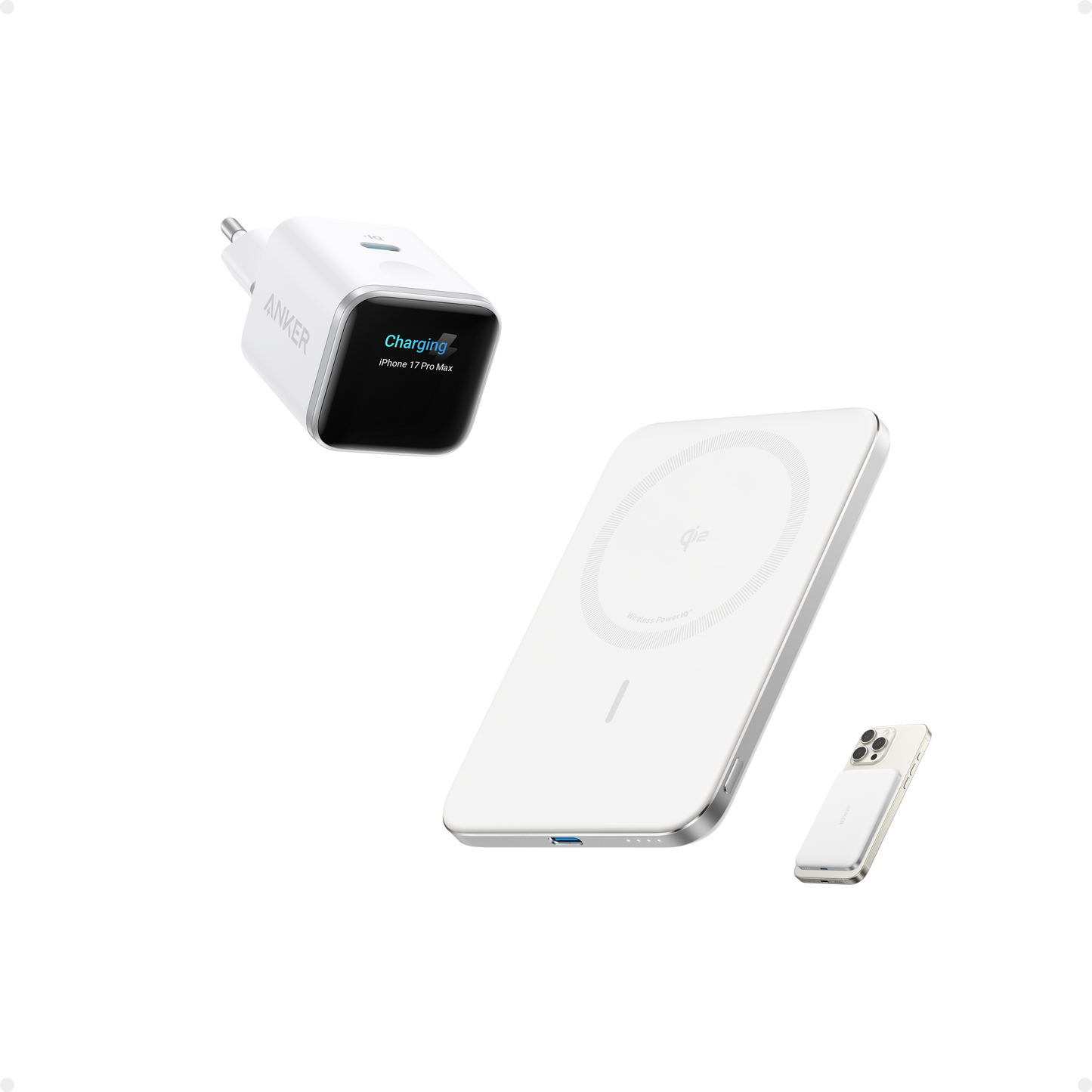 Anker Nano 45W Smart Display Charger (White) + Anker Nano Power Bank (5K, MagGo, Slim) (Copy)