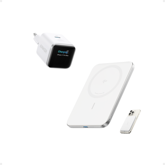 Anker Nano 45W Smart Display Charger (White) + Anker Nano Power Bank (5K, MagGo, Slim)