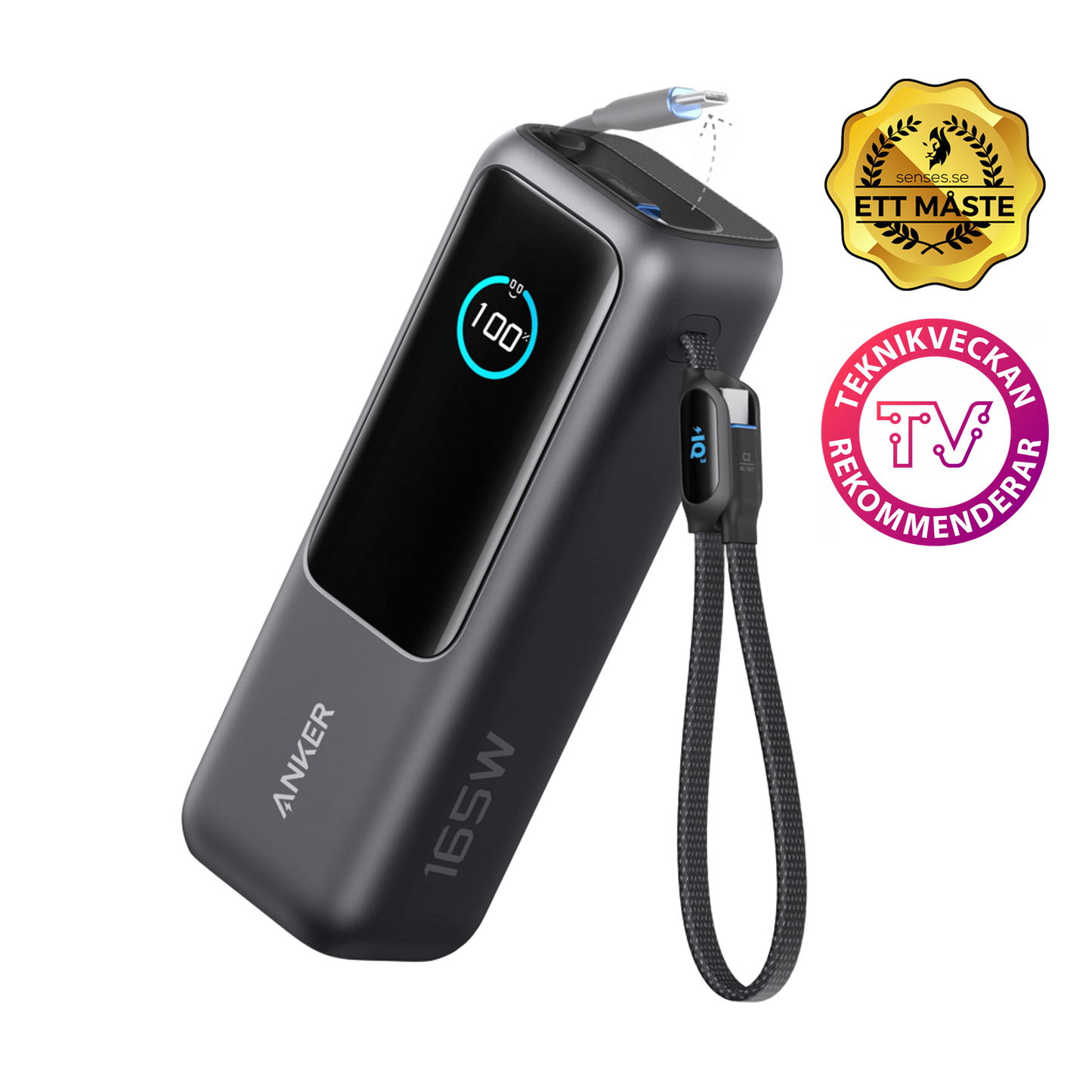 Anker Laptop Power Bank (25K, 165W, Built-In and Retractable Cables)