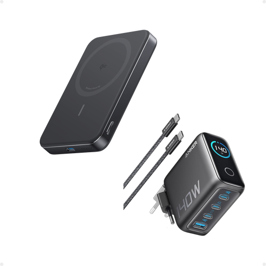 Anker Laptop Charger (140W, 4-Port, PD 3.1) with USB-C Cable + Anker MagGo Power Bank (10K, Slim)