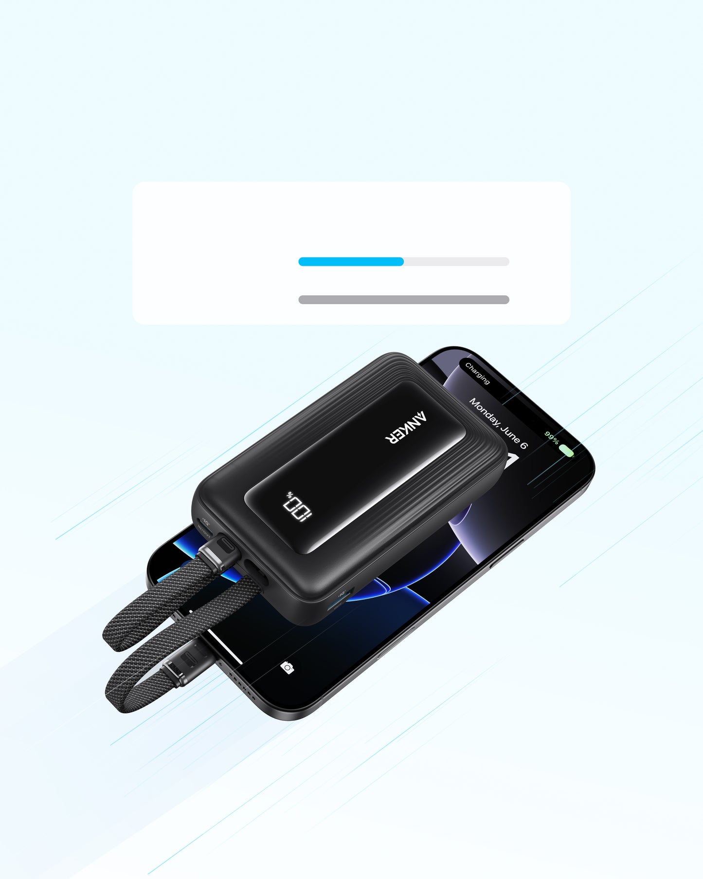 Anker Zolo Power Bank (10K,35W,Built-In Dual USB-C Cables)