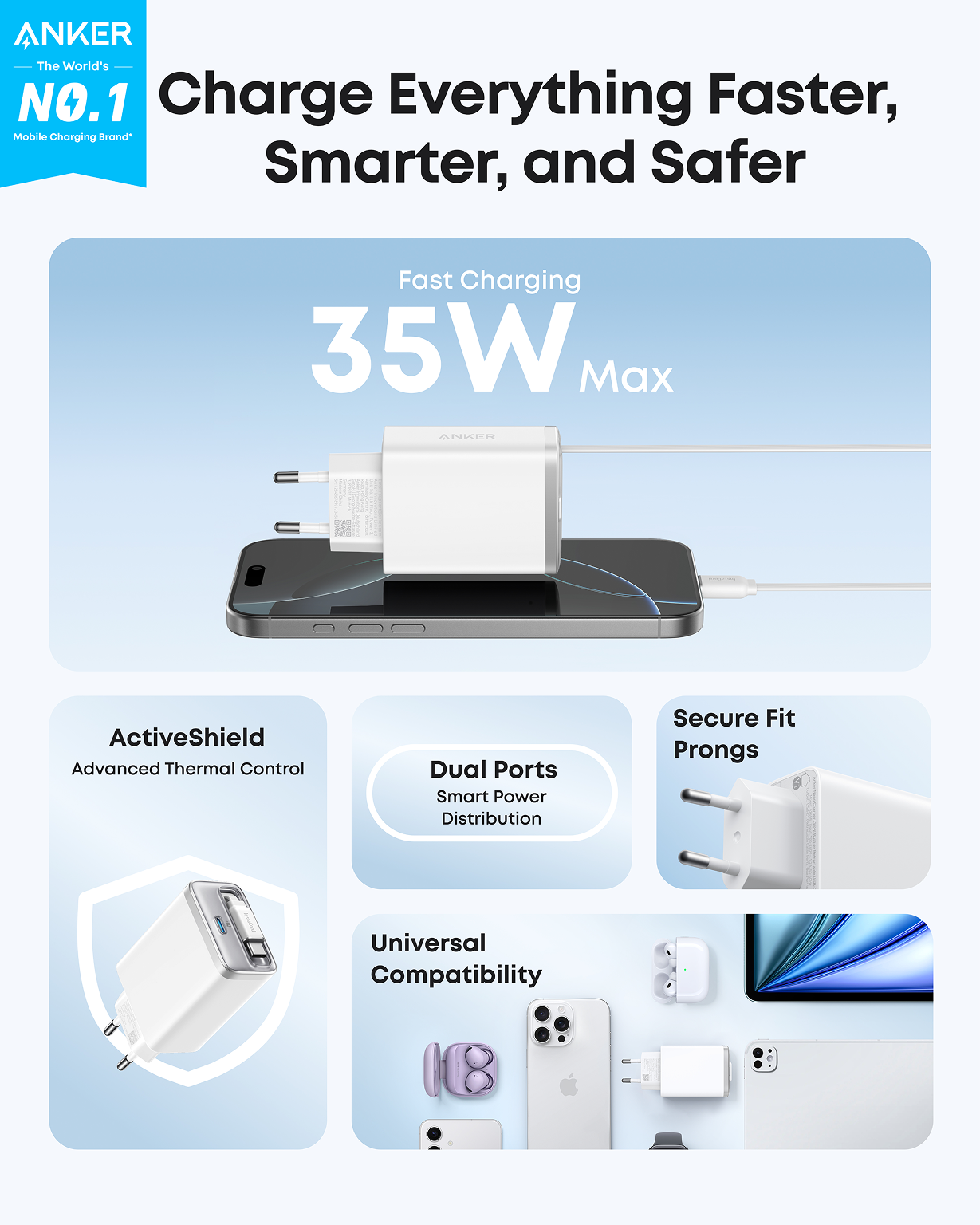Anker Nano Charger (35W, Built-In Retractable USB-C Cable)