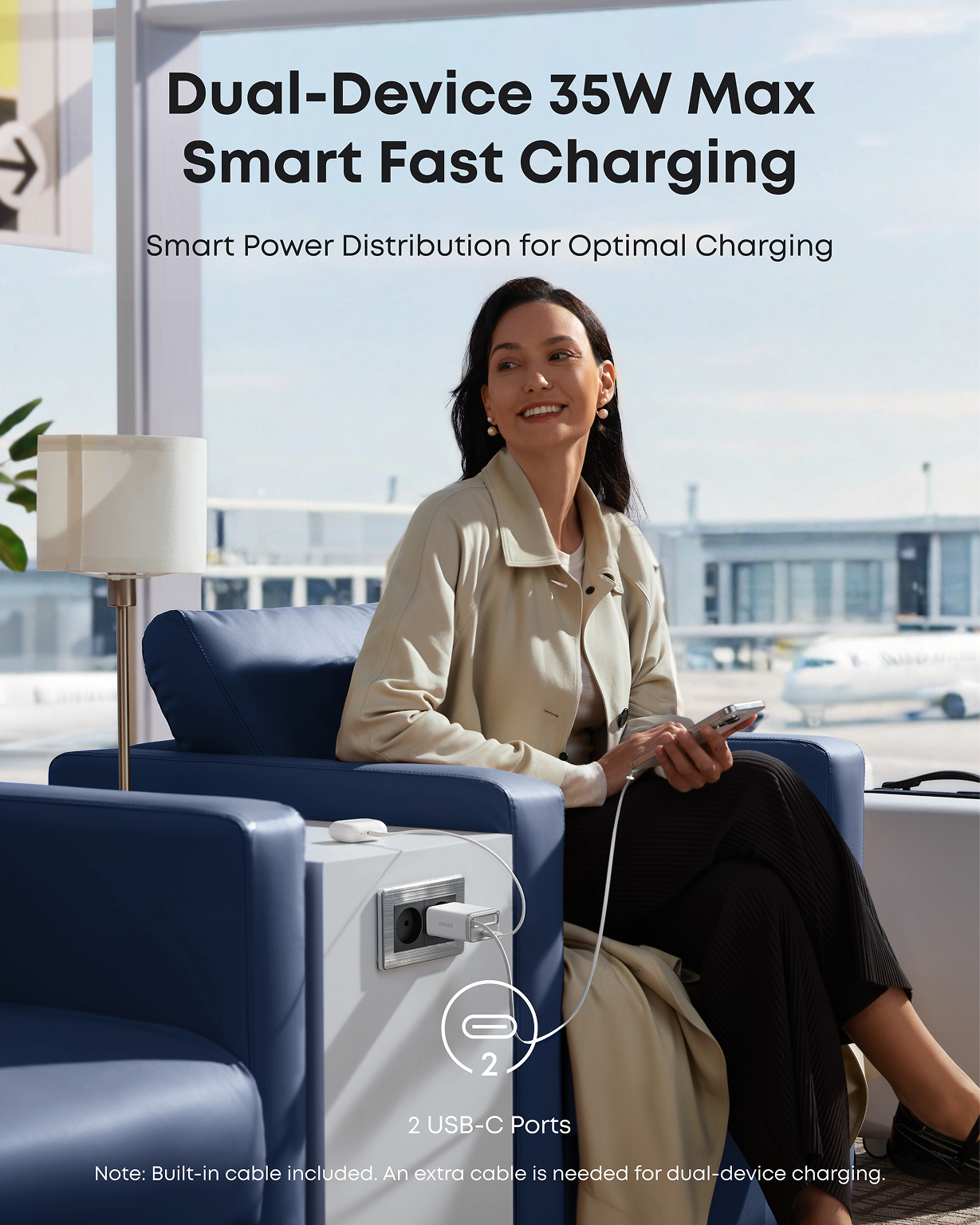 Anker Nano Charger (35W, Built-In Retractable USB-C Cable)