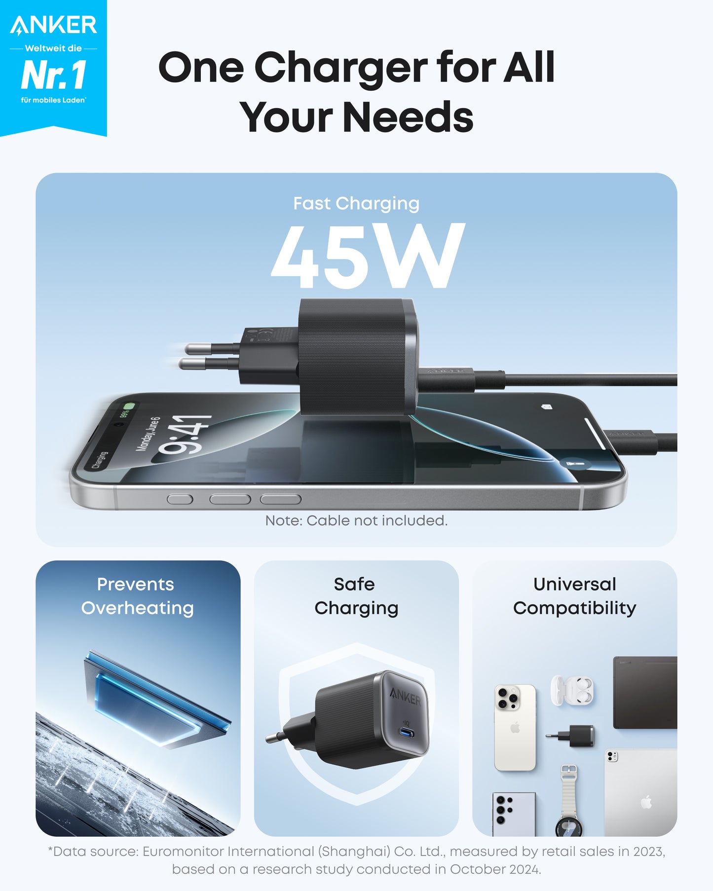 Anker Nano Power Bank (5K, MagGo, Slim) + Anker Nano 45W Type-C Fast Charger (180 cm Cable Included)