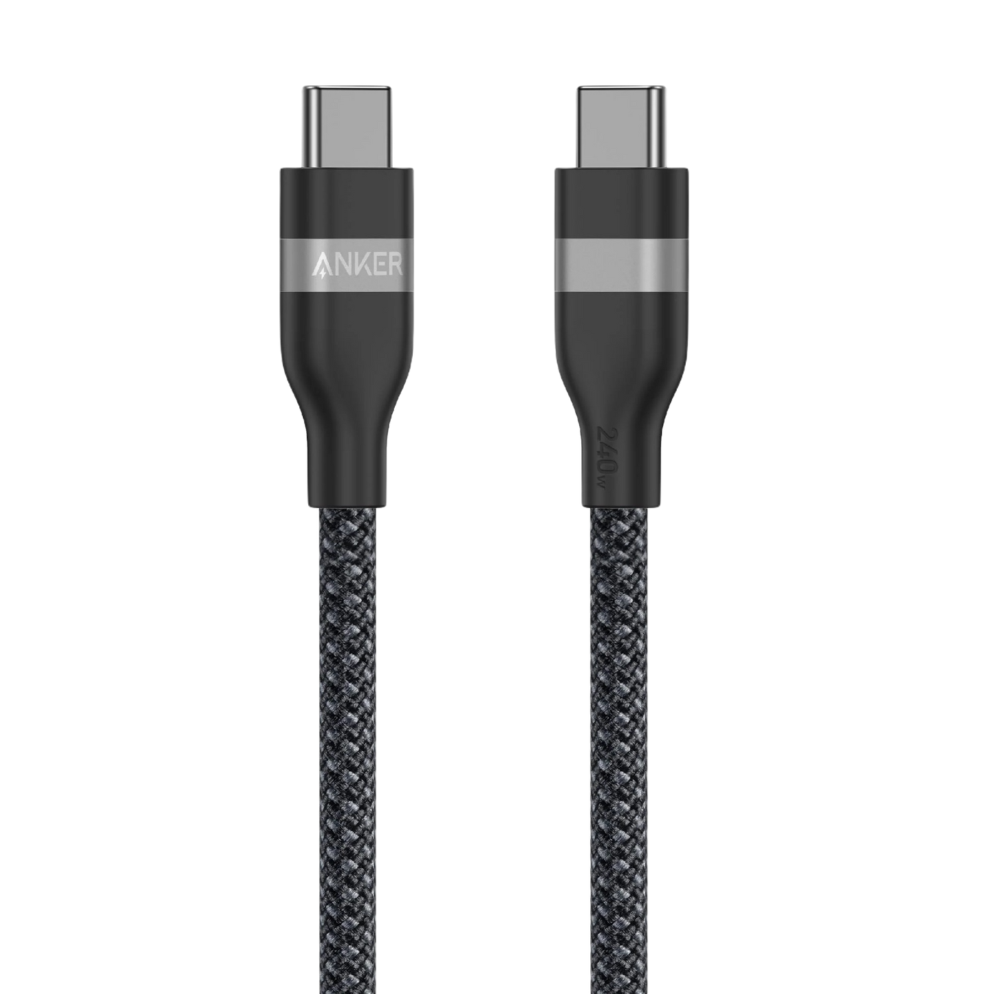 (Black) Anker Nano 45W Smart Display Charger + (0.9m Black) Anker USB-C to USB-C Cable (240W, Upcycled-Braided)