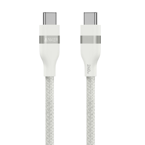 (White) Anker Nano 45W Smart Display Charger + (0.9m White) Anker USB-C to USB-C Cable (240W, Upcycled-Braided)