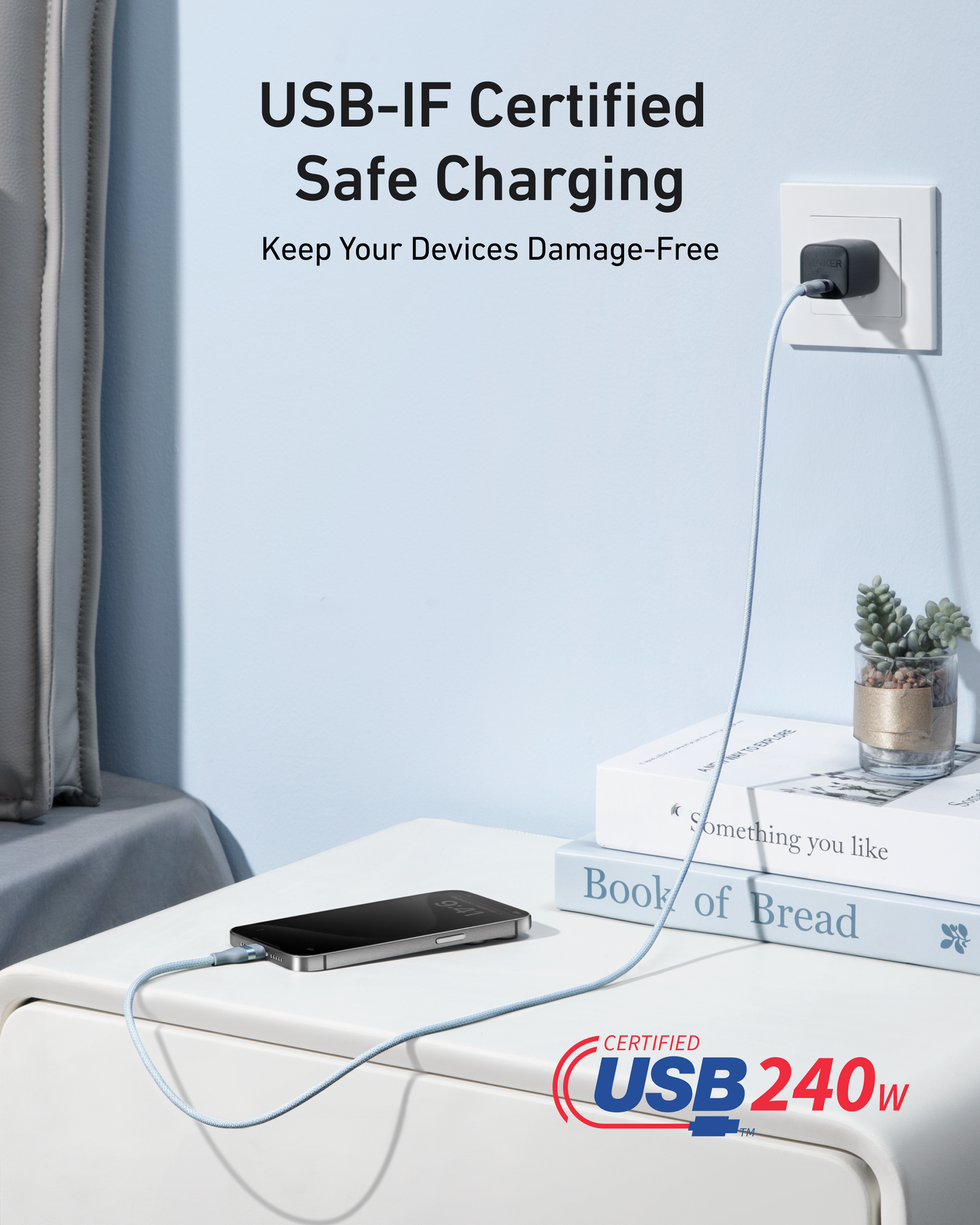 Anker USB-C to USB-C Cable (240W, Upcycled-Braided)