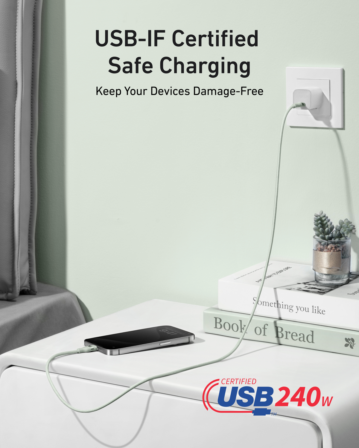 Anker USB-C to USB-C Cable (240W, Upcycled-Braided)