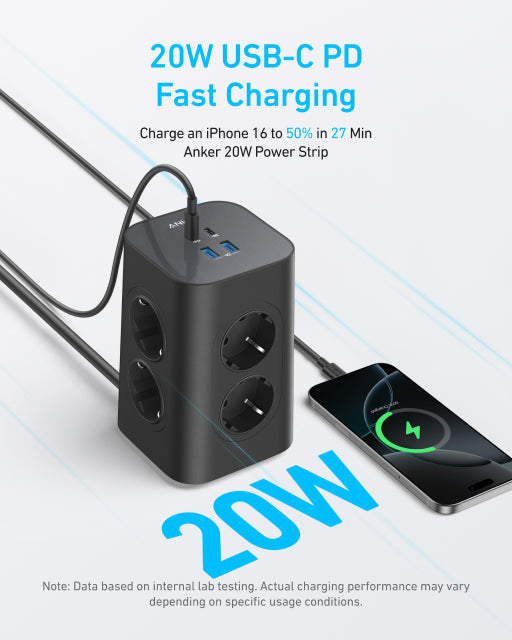 Anker USB Power Strip (12-in-1, 20W) Black