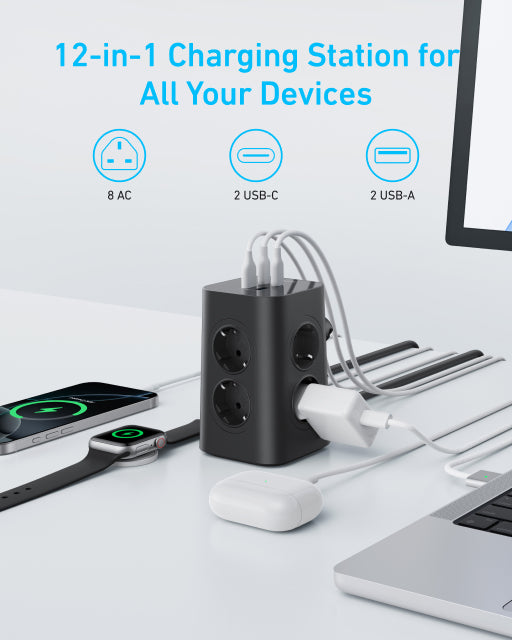 Anker USB Power Strip (12-in-1, 20W) Black