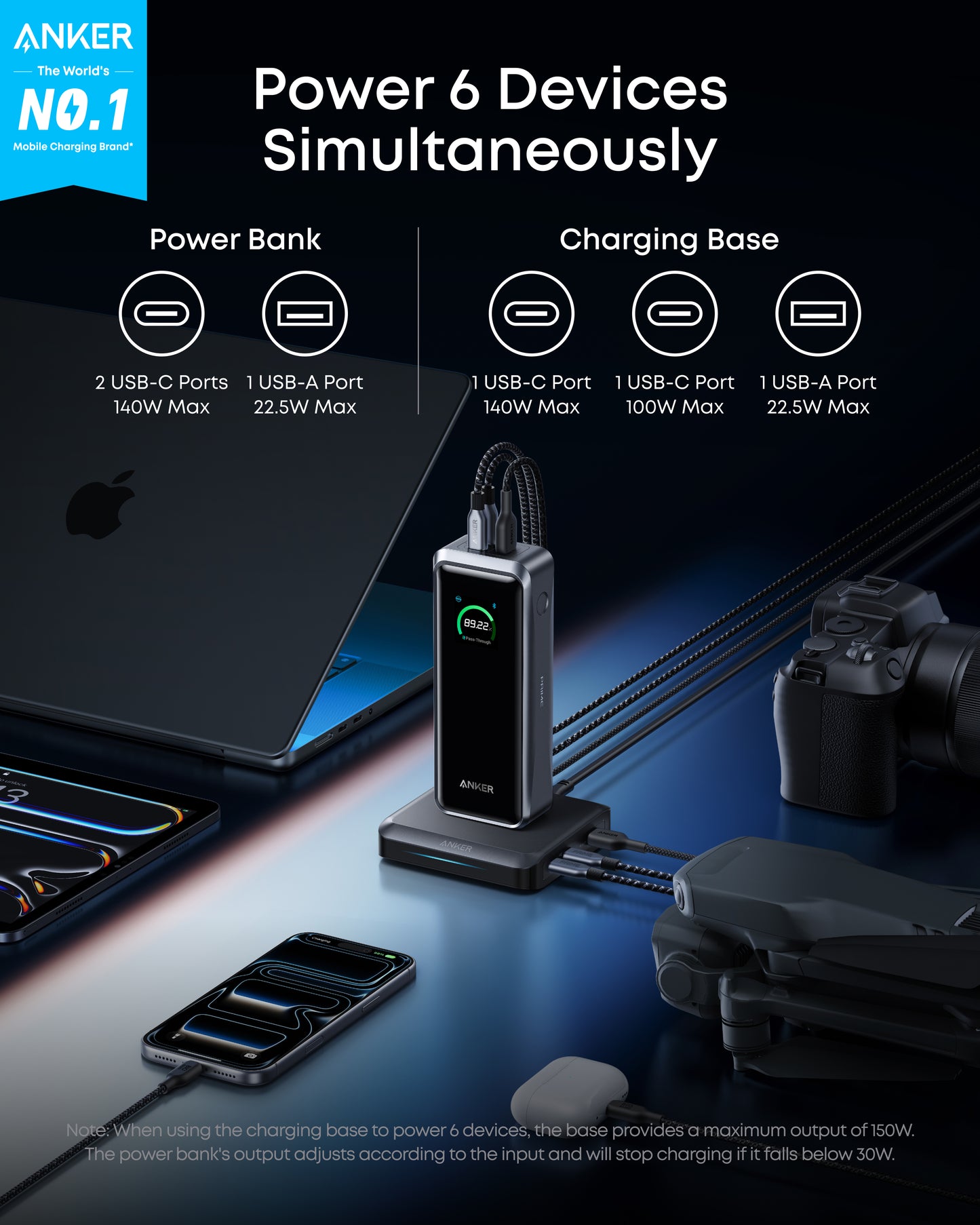 Anker Prime 26,250mAh Power Bank (300W) + Anker Prime Charging Base (150W)