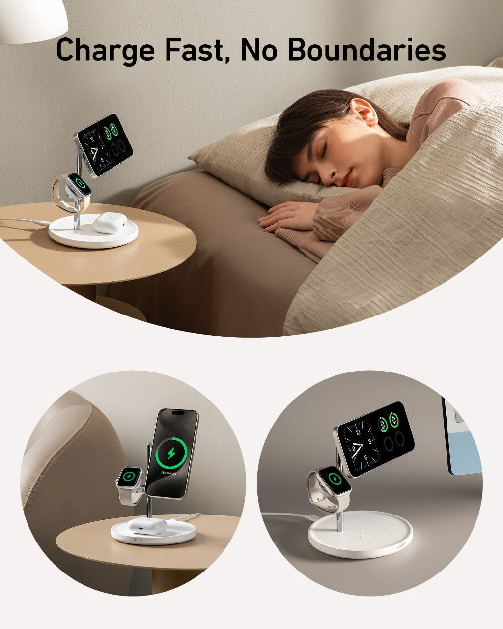 Anker Prime Charging Docking Station (14-in-1, Dual Display, 160W) + Anker MagGo Wireless Charging Station (3-in-1 Stand)