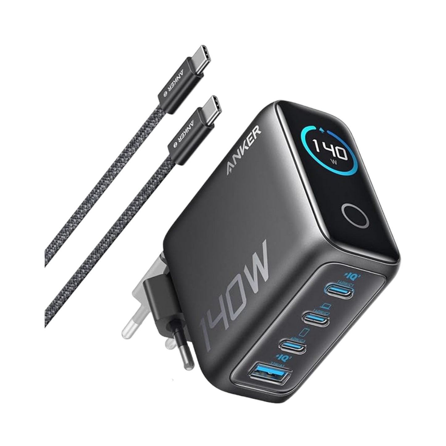 Anker Laptop Charger (140W, 4-Port, PD 3.1) with USB-C Cable (refurbished)