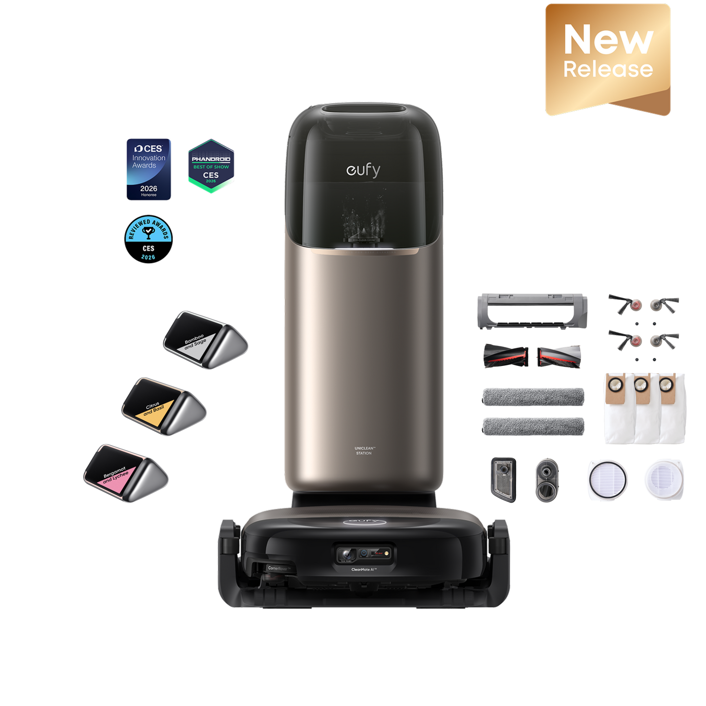eufy Robot Vacuum Ommi S2 + Replacement Accessory Kit and Fragrance