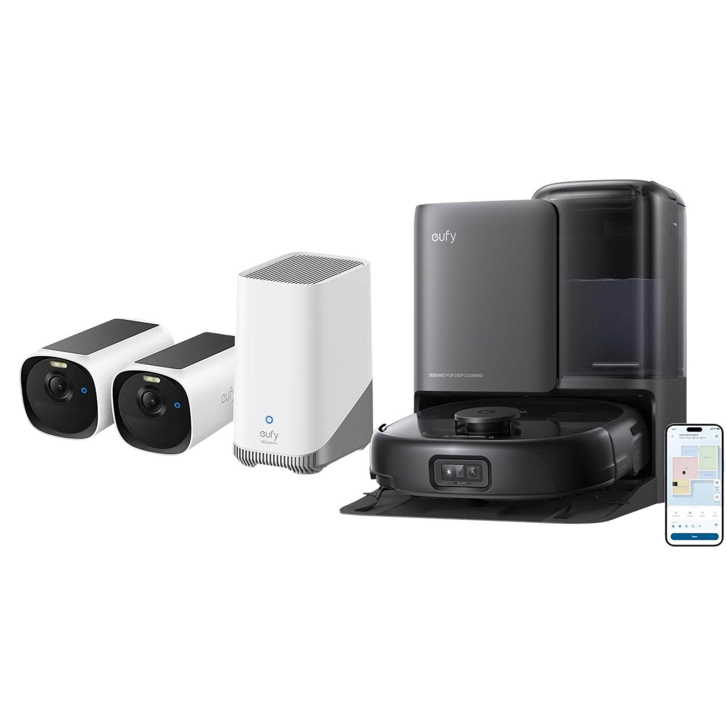 eufy Robot Vacuum Omni E25 (Black) + eufyCam E40 2-Cam Kit + HomeBase S380