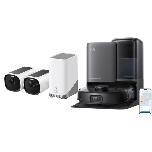 eufy Robot Vacuum Omni E25 (Black) + eufyCam E40 2-Cam Kit + HomeBase S380