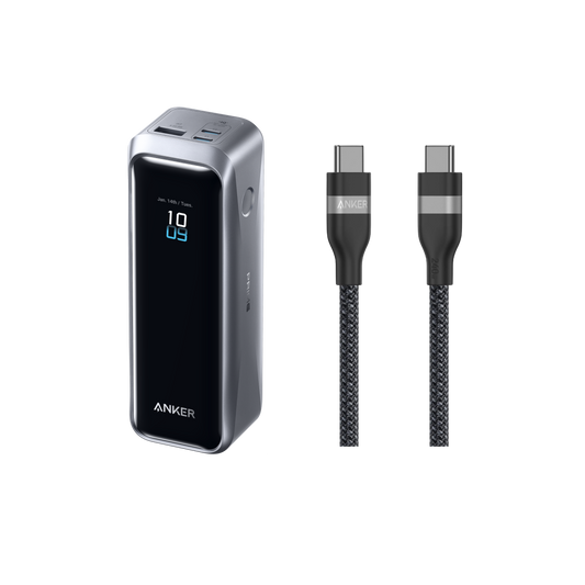 Anker Prime Power Bank (20K, 220W) + Anker USB-C to USB-C Cable (240W, Upcycled-Braided)