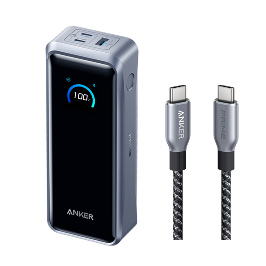 Anker Prime Power Bank (26K, 300W) + Anker Prime USB-C to USB-C Cable (240W, Upcycled-Braided)