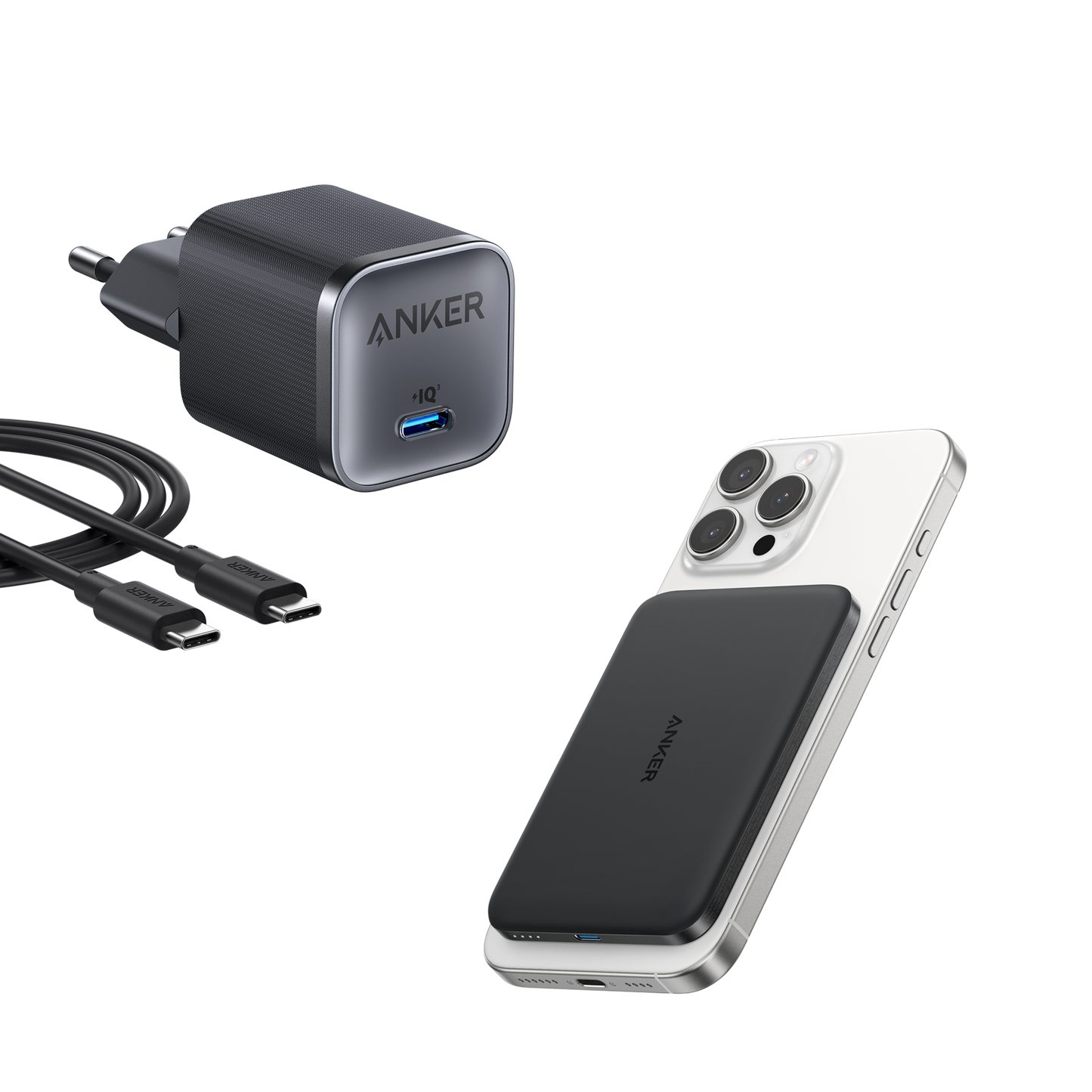 Anker Nano Power Bank (5K, MagGo, Slim) + Anker Nano 45W Type-C Fast Charger (180 cm Cable Included)