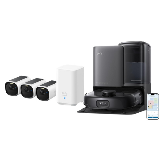 eufyCam E40 3-Cam Kit + HomeBase S280 + eufy Robot Vacuum Omni E25 (Black)