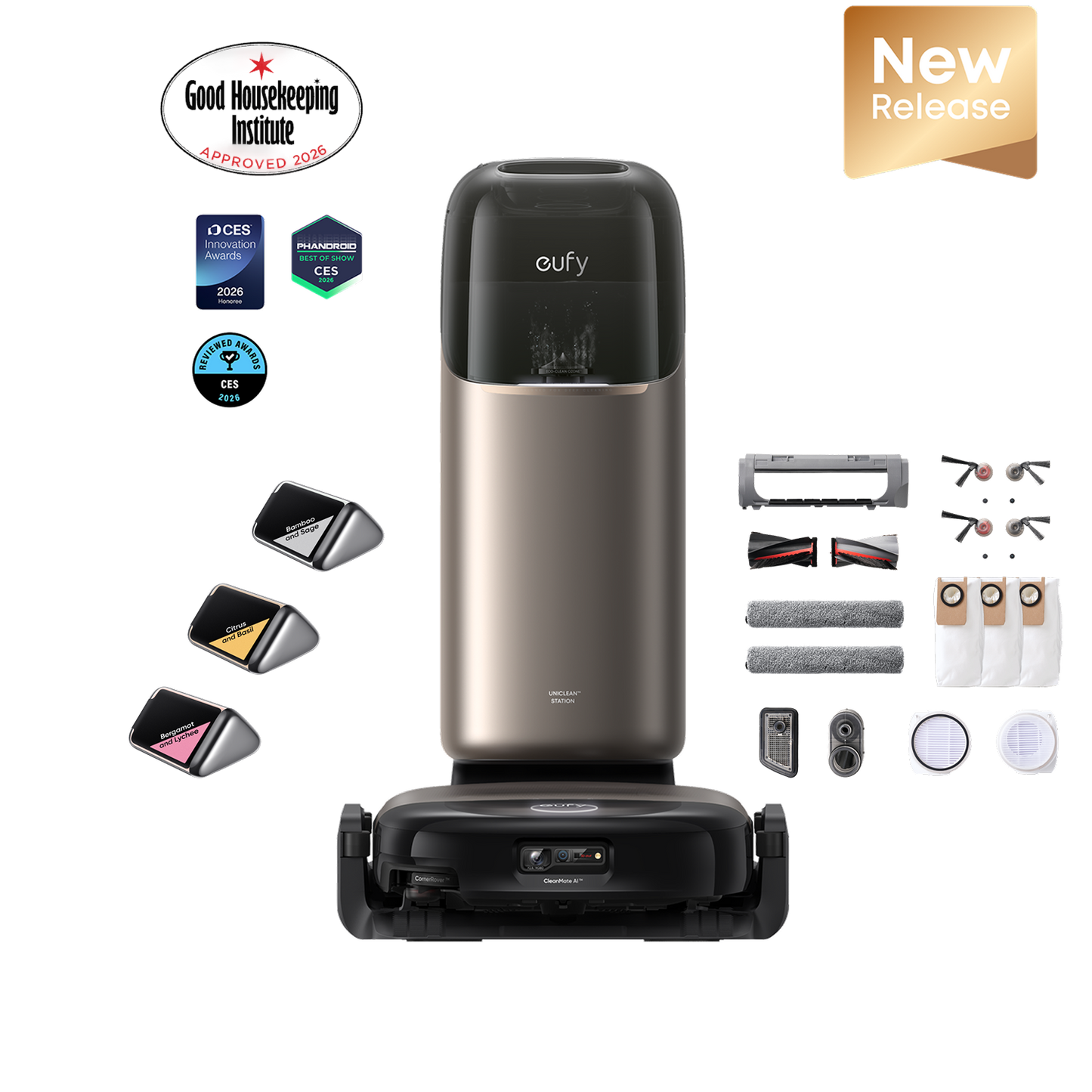 eufy Robot Vacuum Ommi S2 + Replacement Accessory Kit and Fragrance