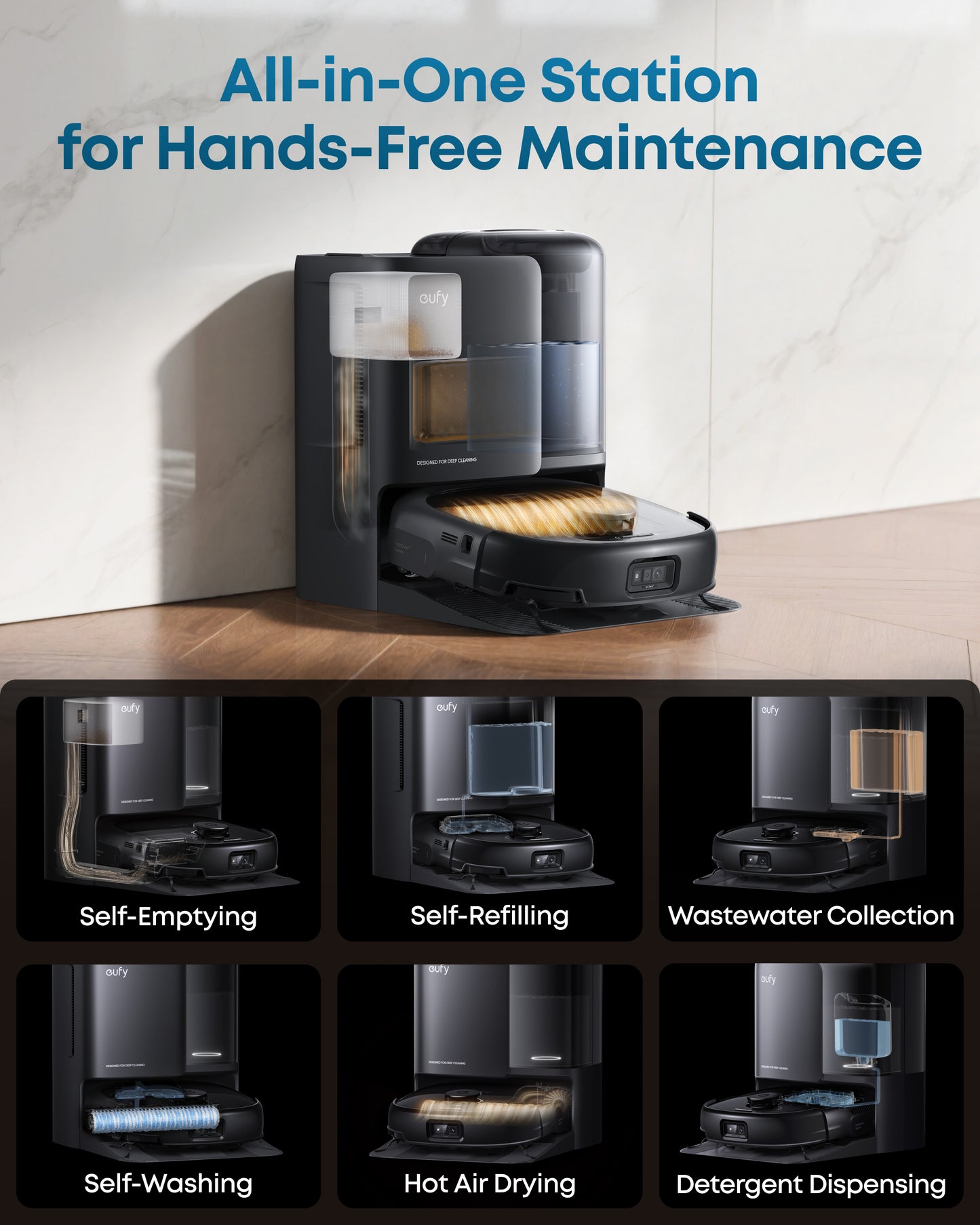 eufy with 20,000Pa turbo suction for coffee powder, crumbs, fur