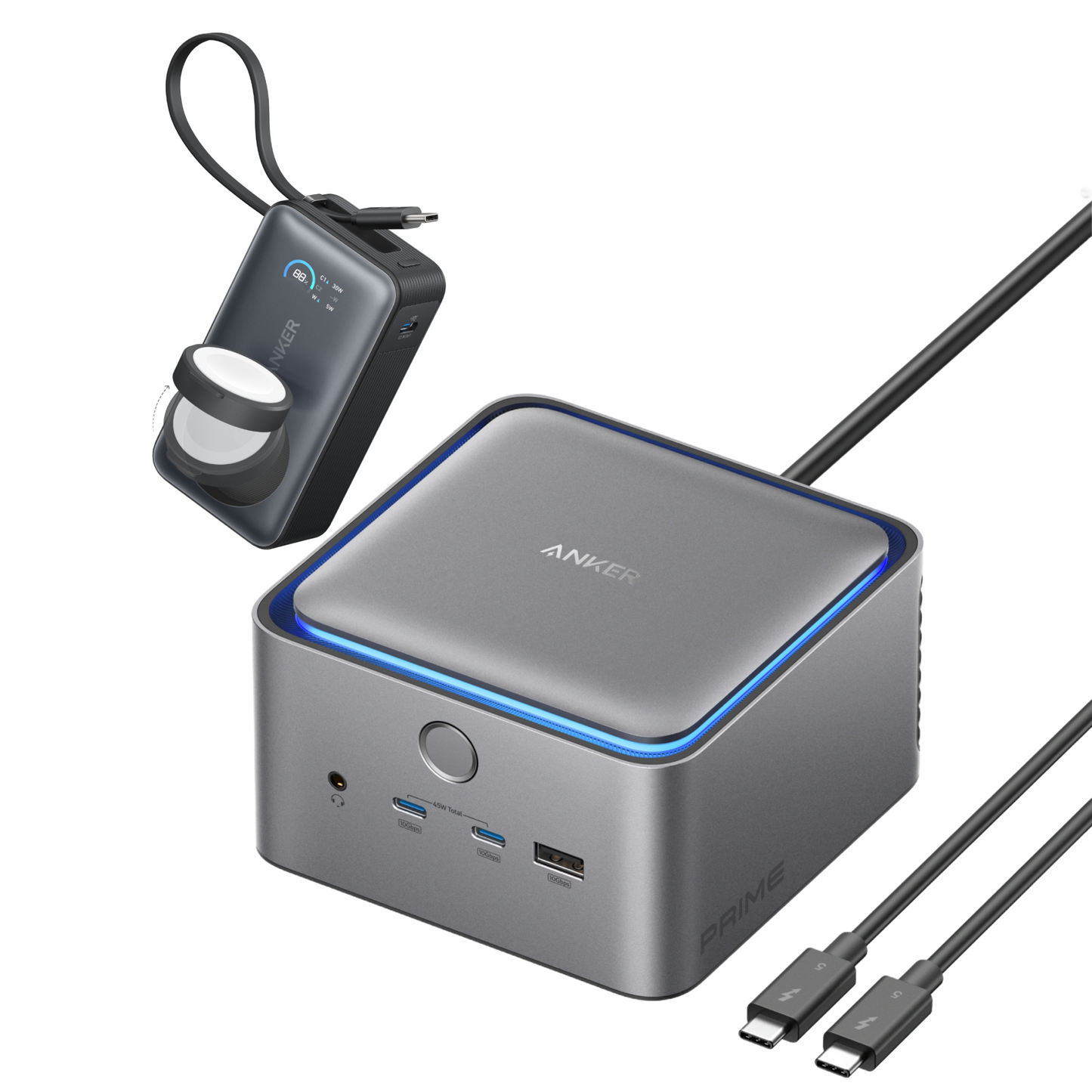 Anker Prime TB5 Docking Station (14-in-1, 8K, Thunderbolt 5) + MagGo Power Bank (10K, 35W, For Apple Watch)