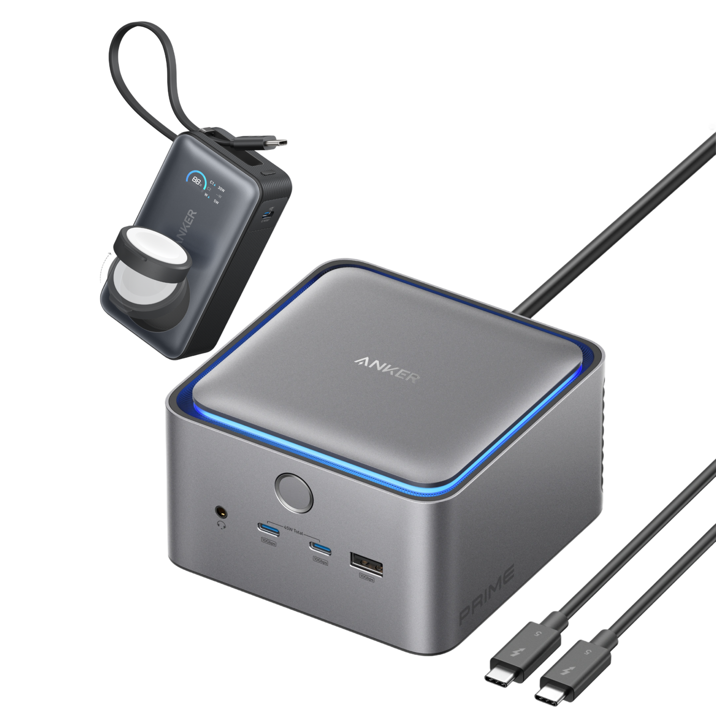 Anker Prime TB5 Docking Station (14-in-1, 8K, Thunderbolt 5) + MagGo Power Bank (10K, 35W, For Apple Watch)