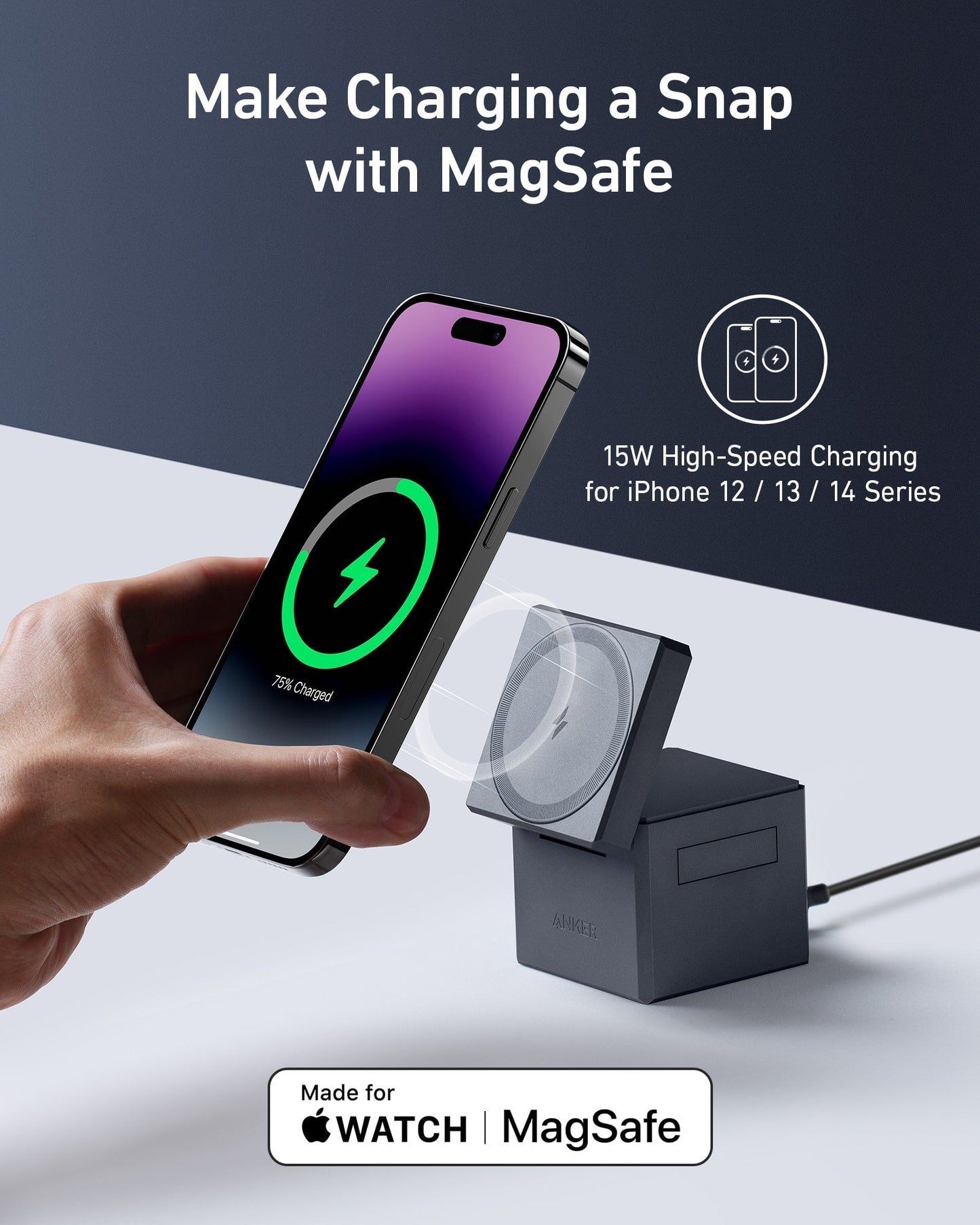 Anker 3-in-1 Cube with MagSafe + Anker MagGo Power Bank (10K, 35W, For Apple Watch)