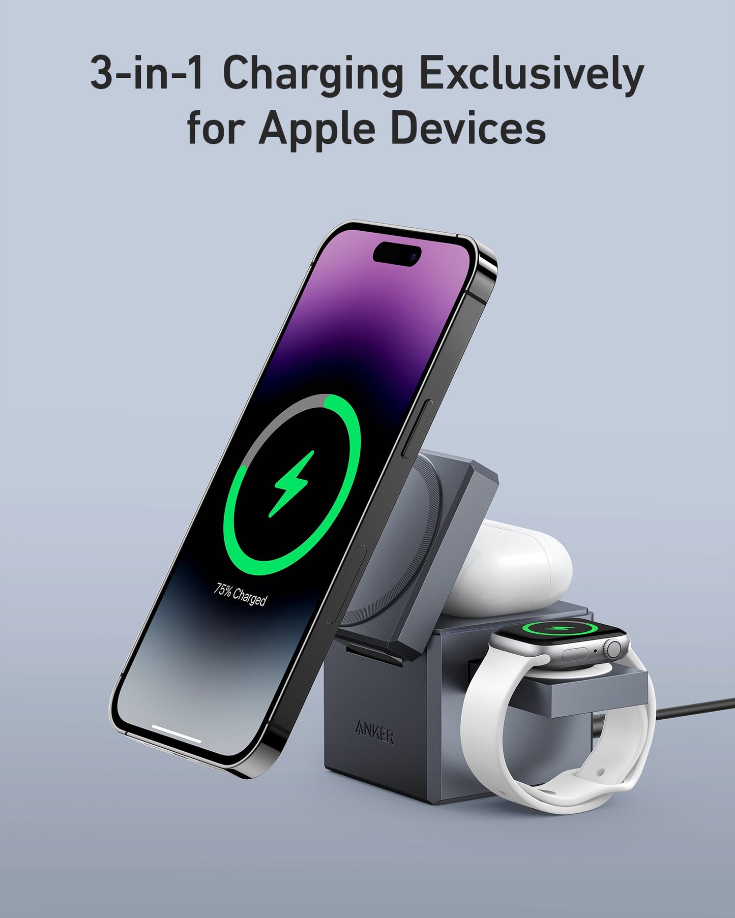 Anker 3-in-1 Cube with MagSafe + Anker MagGo Power Bank (10K, 35W, For Apple Watch)
