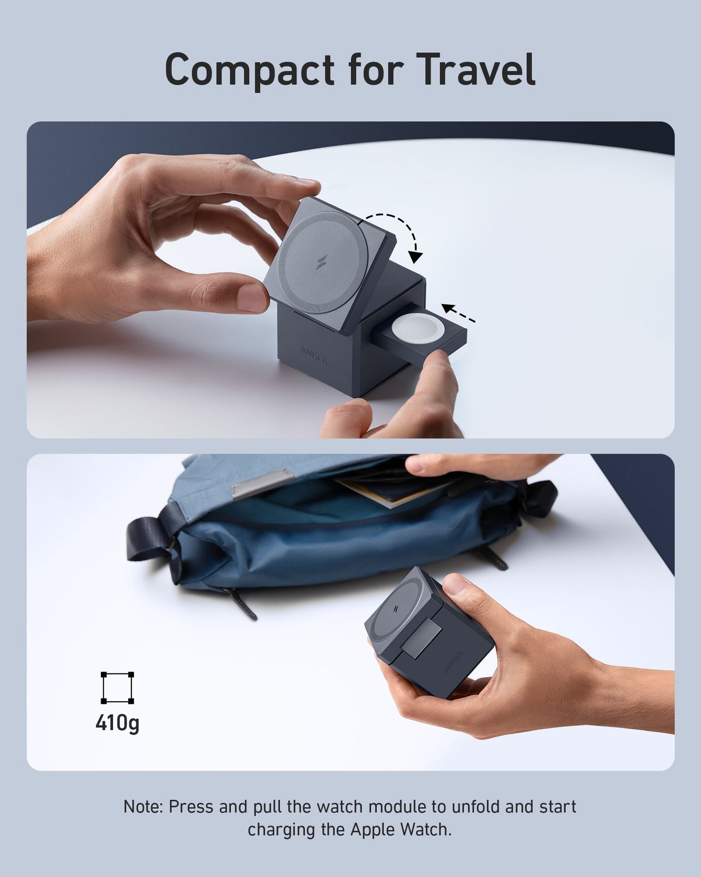 Anker 3-in-1 Cube with MagSafe + Anker MagGo Power Bank (10K, 35W, For Apple Watch)
