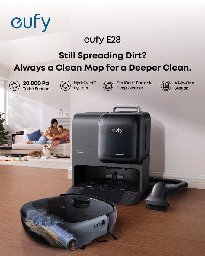 eufy Robot Vacuum Omni E28 + eufy Indoor Cam S350