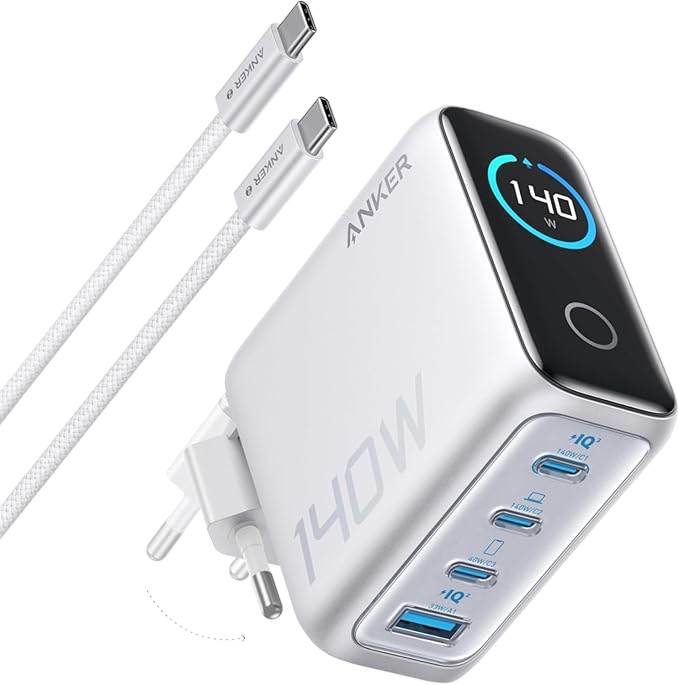 Anker Laptop Charger (140W, 4-Port, PD 3.1) with USB-C Cable