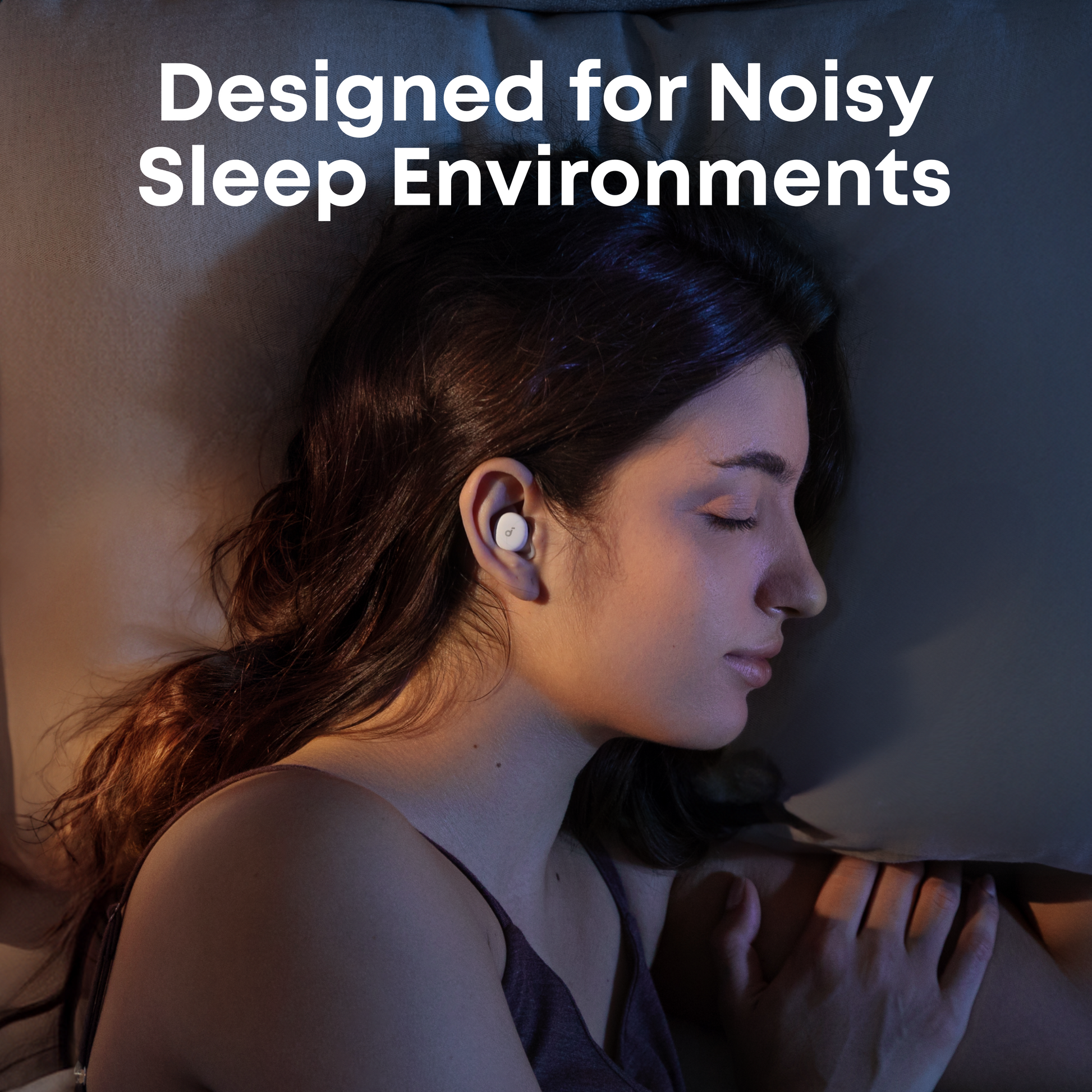 Woman wearing sleep a30 enjoy no-noise night