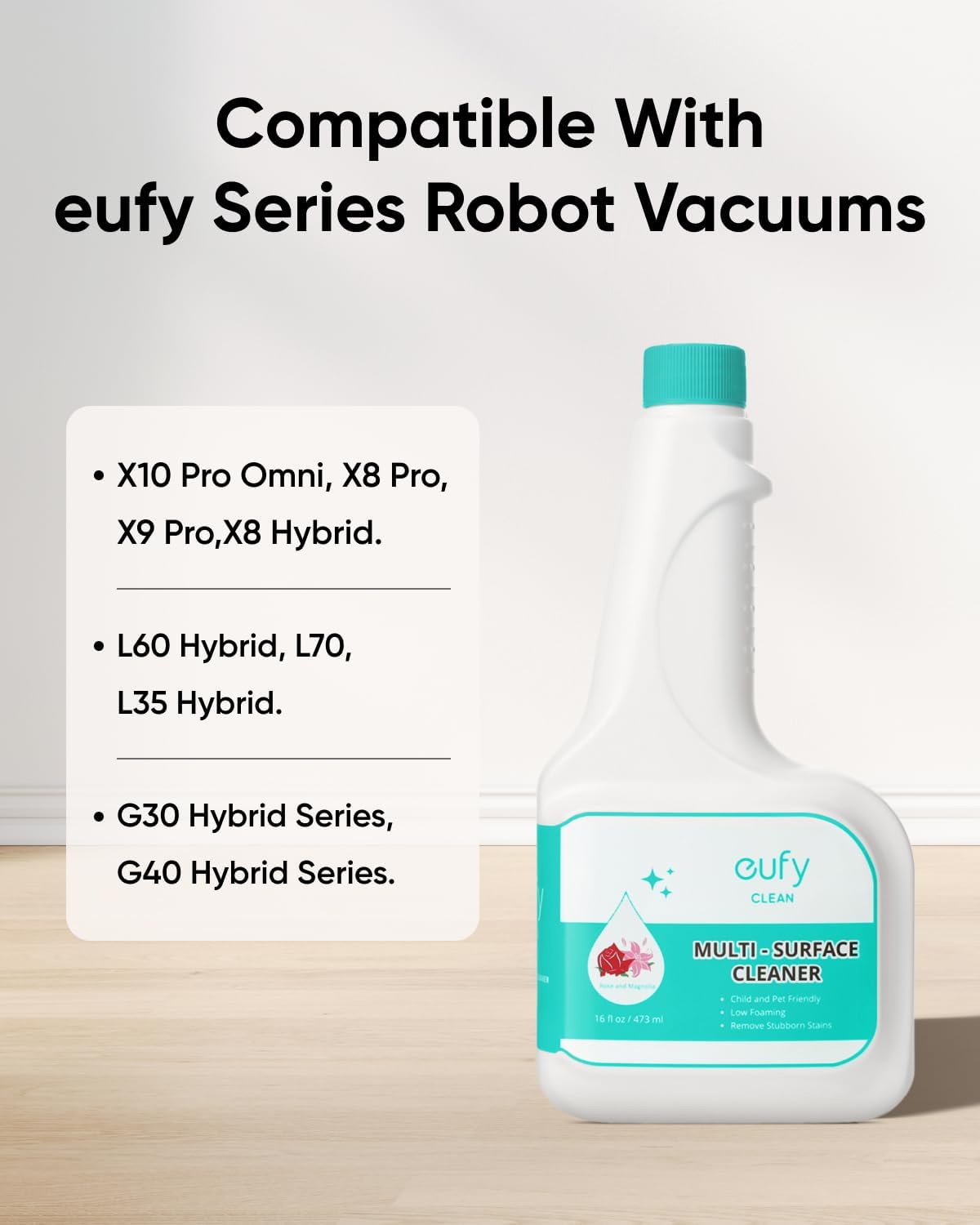 eufy Hard Floor Cleaning Solution (2 Bottles) for Robot Mops